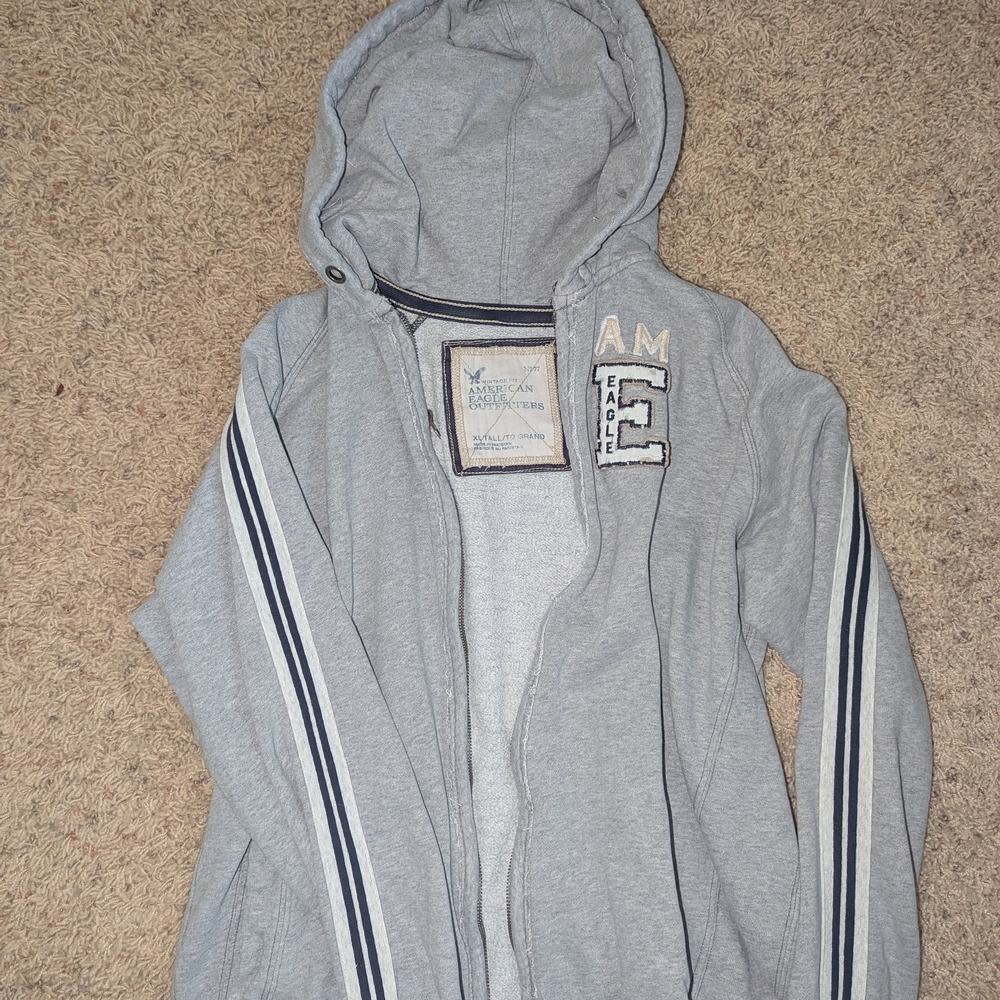 American Eagle Outfitters Kids Light Gray Striped Jacket